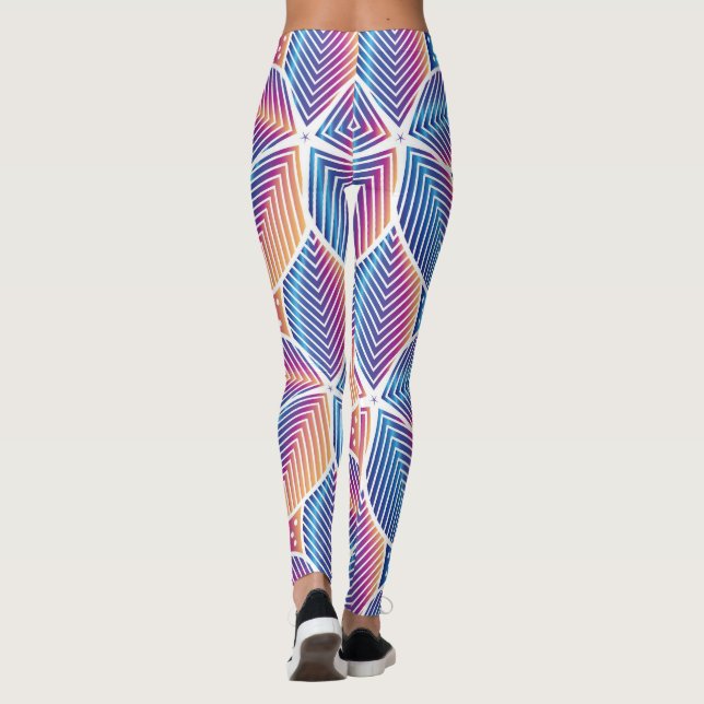 Vibrant geometriskt Blommönster Leggings (Baksida)