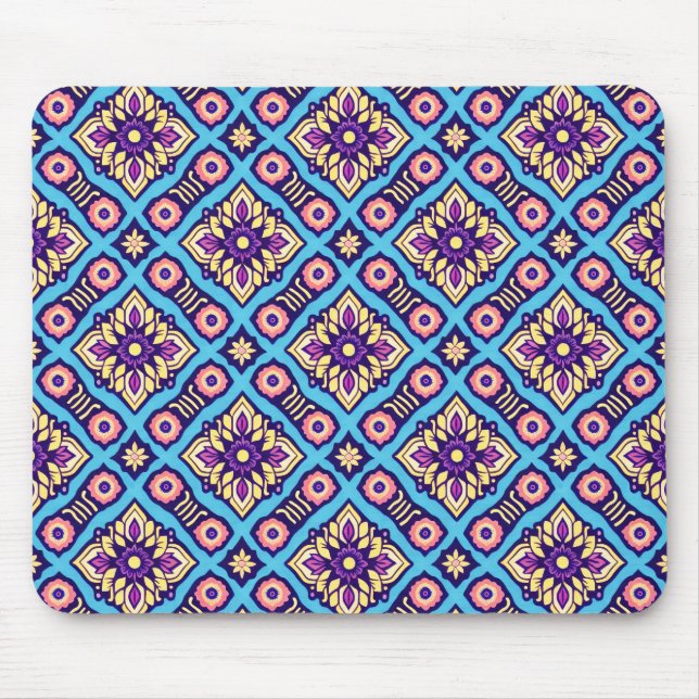 Vibrant geometriskt Blommönster Musmatta (Framsidan)