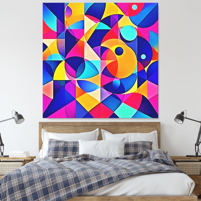 Vibrant geometriskt harmoni canvastryck (Insitu (sovrum))