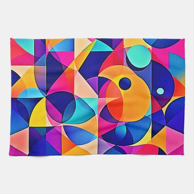 Vibrant geometriskt harmoni kökshandduk (Horisontell)
