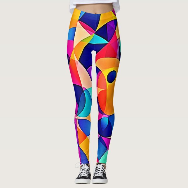 Vibrant geometriskt harmoni leggings (Framsida)