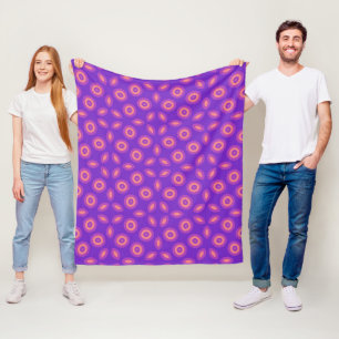 Vibrant geometriskt Mönster i Lila och korallton Fleecefilt