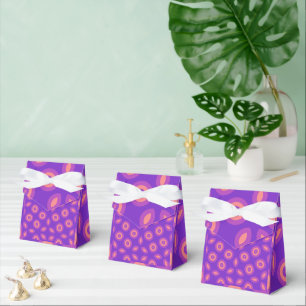 Vibrant geometriskt Mönster i Lila och korallton Presentaskar
