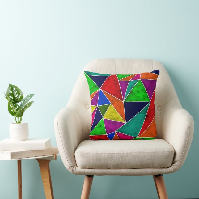 Vibrant geometriskt mönster kudde (Stol)