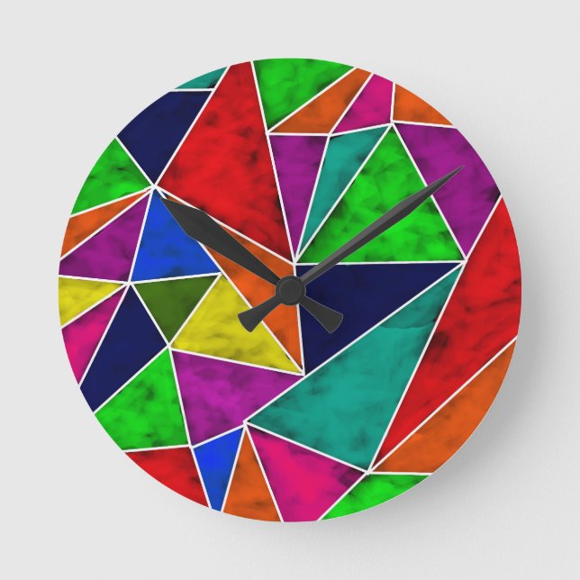 Vibrant geometriskt mönster rund klocka (Framsida)