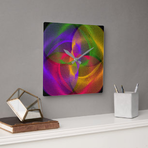 Vibrant Geometriskt väggklocka i glanskretsen