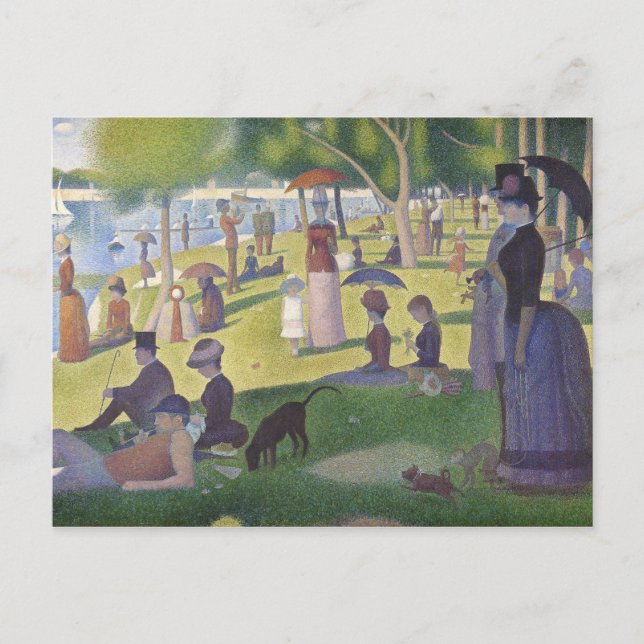 Vibrant Georges Seurat Söndag Eftermiddagstid Fine Vykort (Framsida)