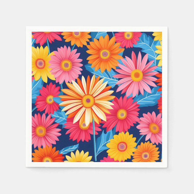 Vibrant Gerbera Daisys Flowers Plant Pappersservett (Framsidan)