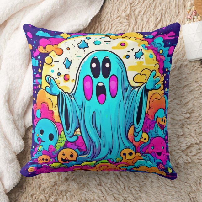 Vibrant Ghost Tecknads Art Kudde (Filt)