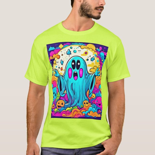 Vibrant Ghost Tecknads Art T Shirt (Framsida)