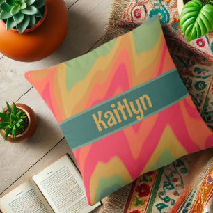 Vibrant Girly Glam Rainbow Personlig Kudde