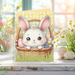 Vibrant Glad påsk i ett Gult-bakgrundskort Anteckningskort