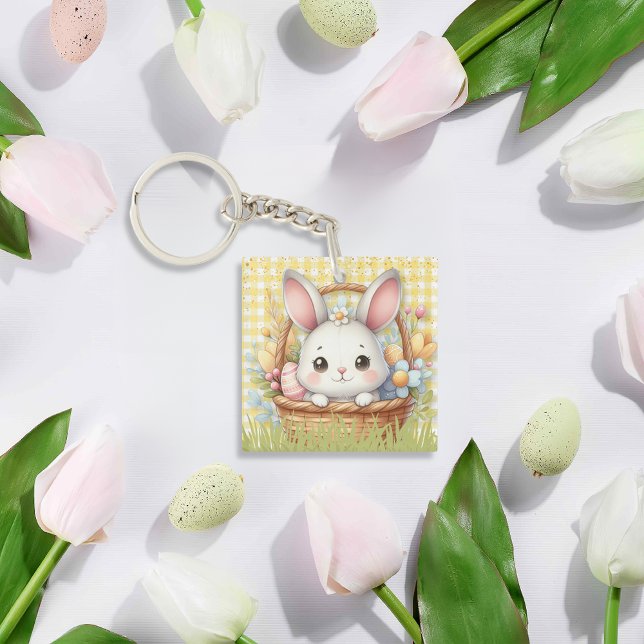 Vibrant Glad påsk i Gultens bakgrund (Vibrant Happy Easter in a Yellow background Key Ring)
