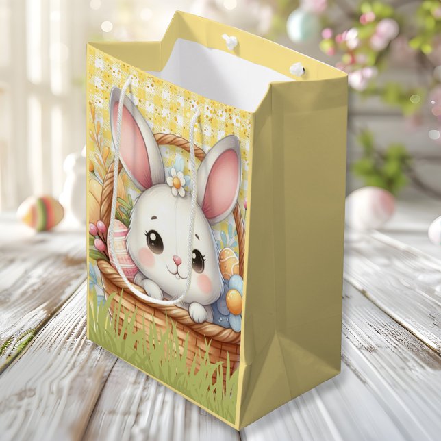 Vibrant Glad påsk i Gultens bakgrund (Vibrant Happy Easter in a Yellow background Medium Gift Bag)