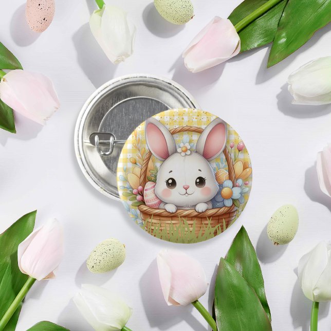 Vibrant Glad påsk i Gultens bakgrund Knapp (Vibrant Happy Easter in a Yellow background 3 Cm Round Badge)