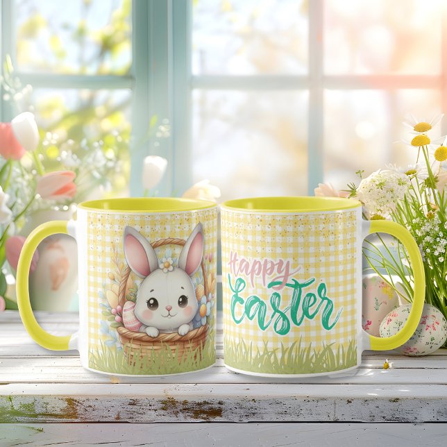 Vibrant Glad påsk i Gultens bakgrund Mugg (Vibrant Happy Easter in a Yellow background Mug)