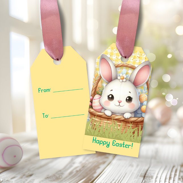 Vibrant Glad påsk i Gultens bakgrund Presentetikett (Vibrant Happy Easter in a Yellow background Gift Tags)