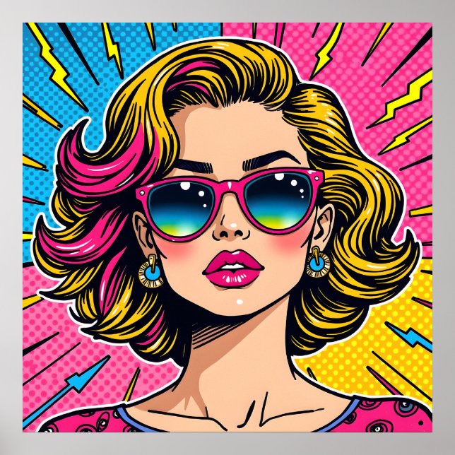 Vibrant Glam Pop Art - Retro 80's Stil Poster (Framsidan)
