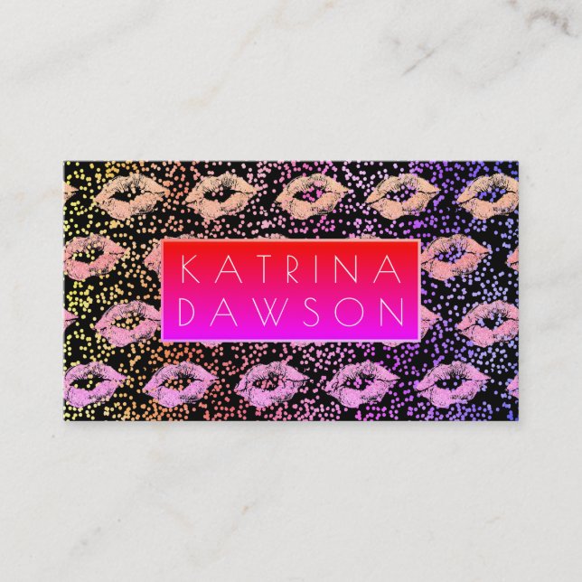 Vibrant Glamor Glitter Kisses and Specks Visitkort (Framsida)