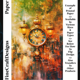 Vibrant Golden Clock & Lanterns CS4 Craft Papper