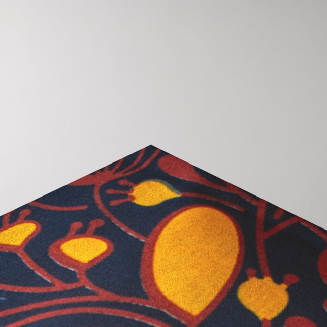Vibrant Golden Floral Batik Pattern on Deep Navy B Canvastryck (Hörn (överst))