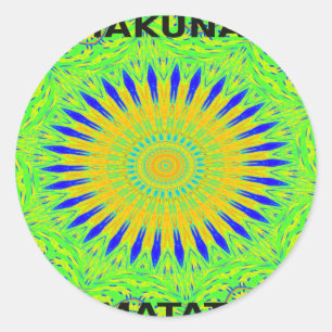 Vibrant Golden Grönt African Fabric Mönster Art Runt Klistermärke