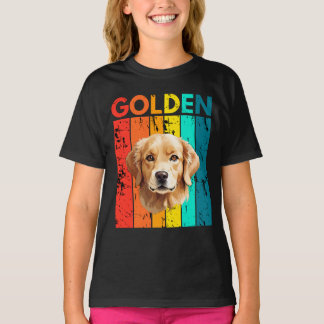 Vibrant Golden Retriever Retro Design T Shirt