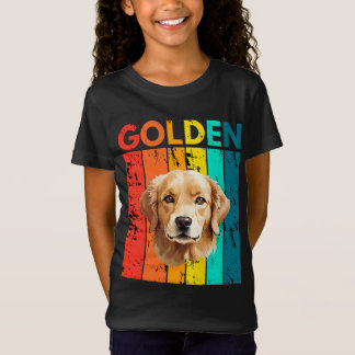 Vibrant Golden Retriever Retro Design T Shirt