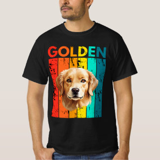 Vibrant Golden Retriever Retro Design T Shirt