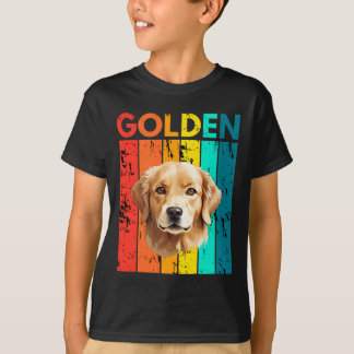 Vibrant Golden Retriever Retro Design T Shirt