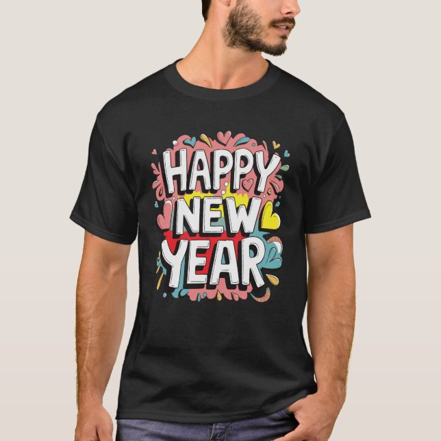 Vibrant Gott nytt år 2025 T Shirt (Framsida)
