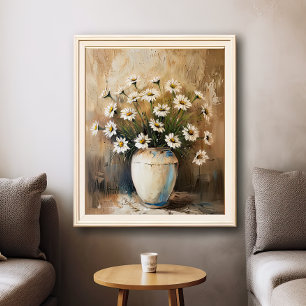 Vibrant Gouache Daisy Meadow Art-utskrift Poster