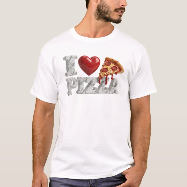 Vibrant Grå JAG ÄLSKAR PIZZA Grafisk T-Shirt Desig (Framsida)