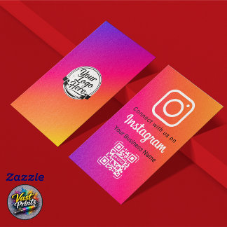 Vibrant Gradient Instagram QR-kod för sociala medi Visitkort