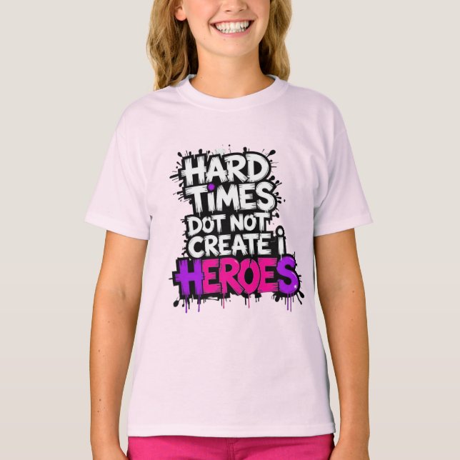 Vibrant Gradient Typographical Create Heroes  T Shirt (Framsida)