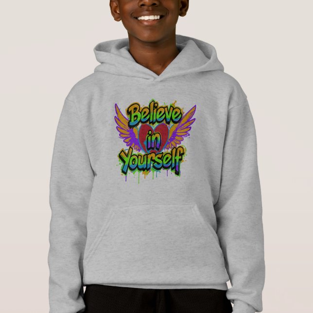Vibrant Graffiti Believe in Yourself Hoodie  T Shirt (Framsida)