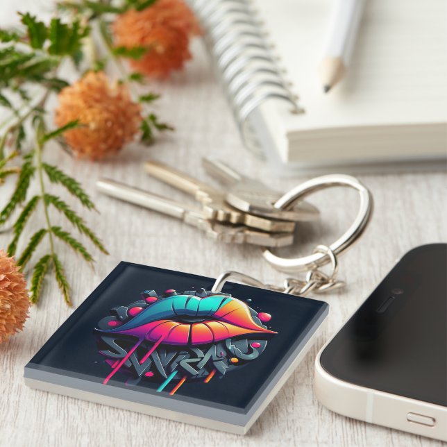 Vibrant Graffiti-Stil Colorful Läppar (Högra Framsidan)