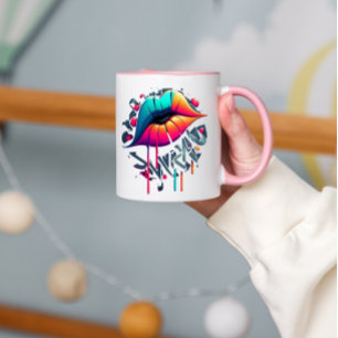 Vibrant Graffiti-Stil Colorful Läppar Mugg