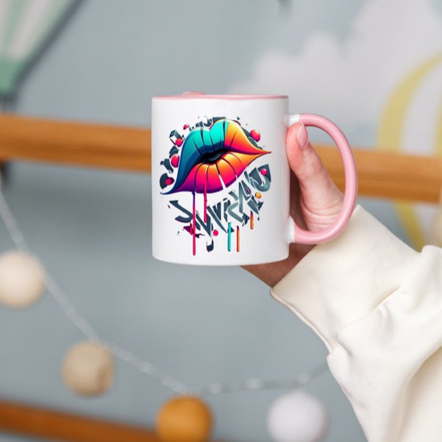 Vibrant Graffiti-Stil Colorful Läppar Mugg (Skapare uppladdad)