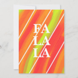 Vibrant Green and Orange Festive Fa La La Julkort