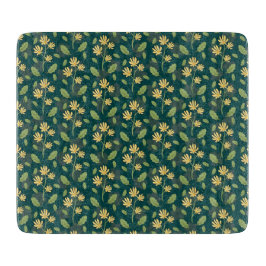 Vibrant Green Pattern with Yellow Flowers & Leaves