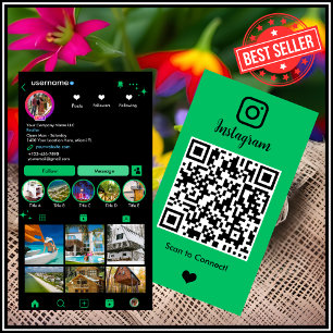Vibrant Green Realtor Instagram QR-kod Visitkort