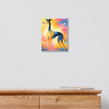 Vibrant Greyhound Hund Abstrakt Impasto Canvas Väg