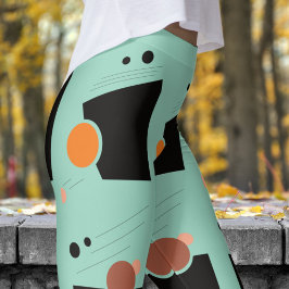 Vibrant Grönt Abstrakt Mönster Leggings