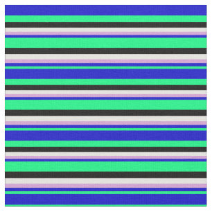 Vibrant Grönt, Blue, Plum, White & Black Linjer Tyg