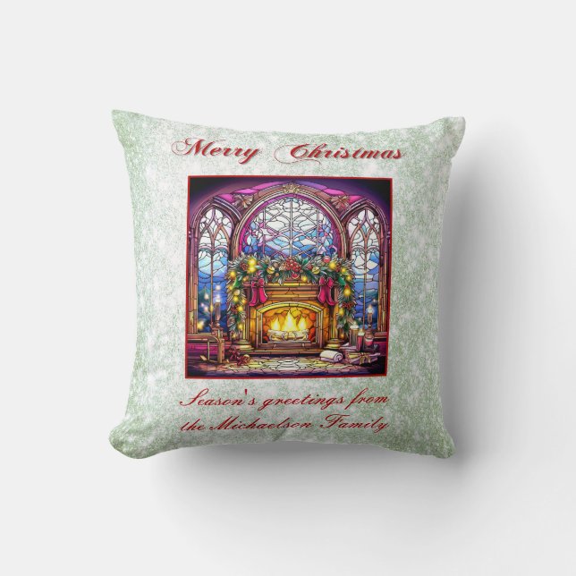 Vibrant Grönt Glitter Glasfärgad Mysigt kamrat Kudde (Framsida)