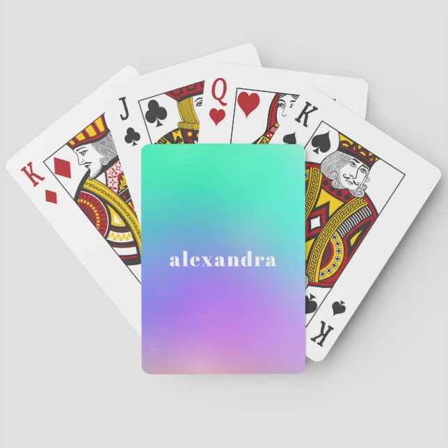 Vibrant Grönt Lila Abstrakt Unicorn-övertoning  Casinokort (Baksidan)