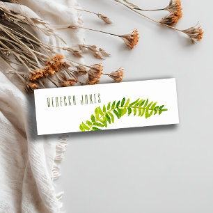 VIBRANT GRÖNT WATERCOLOR FERN FOLIAGE ADRESS MINI VISITKORT