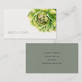 VIBRANT GRÖNT WATERCOLOR SUCCULENT ADRESS VISITKORT