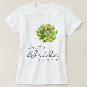 VIBRANT GRÖNT WATERCOLOR SUCCULENT BRIDE SQUAD TEE SHIRT